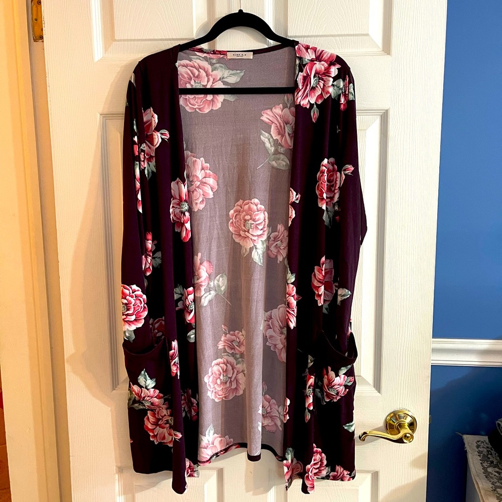 Gili Long Open Front Cardigan Sz 1X-super soft